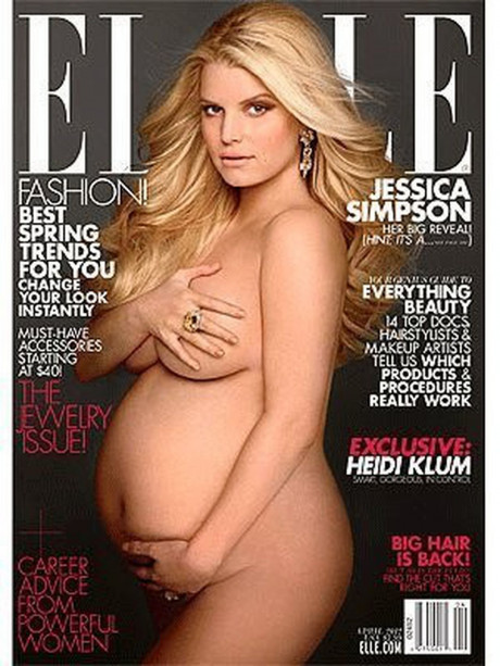 A Very Pregnant Jessica Simpson Poses Nude For Elle And Reveals Sex Of Cleveland
